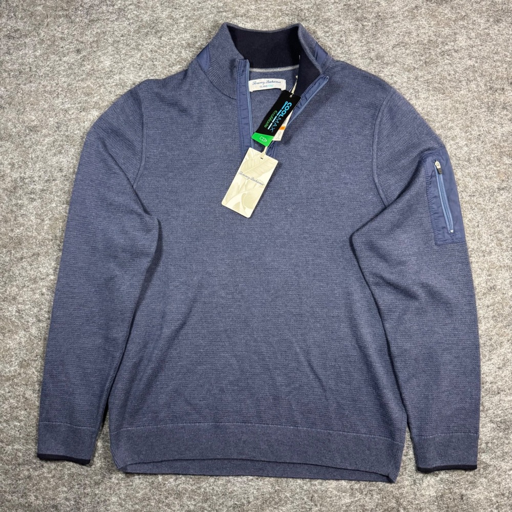 Tommy Bahama IslandZone Coolside Active HZ 1/4 Pullover Cadet Blue Mens S NEW